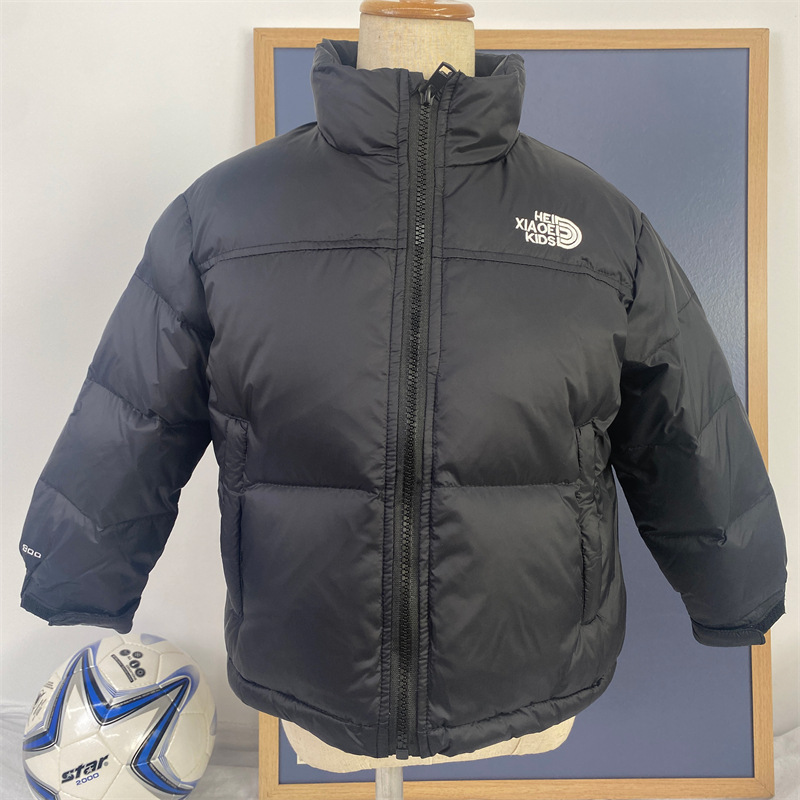 Xiaobei children's down jacket, Korean style, stand-up collar, white duck down, suitable for medium and large children, autumn and winter, boys and girls' trendy outerwear.