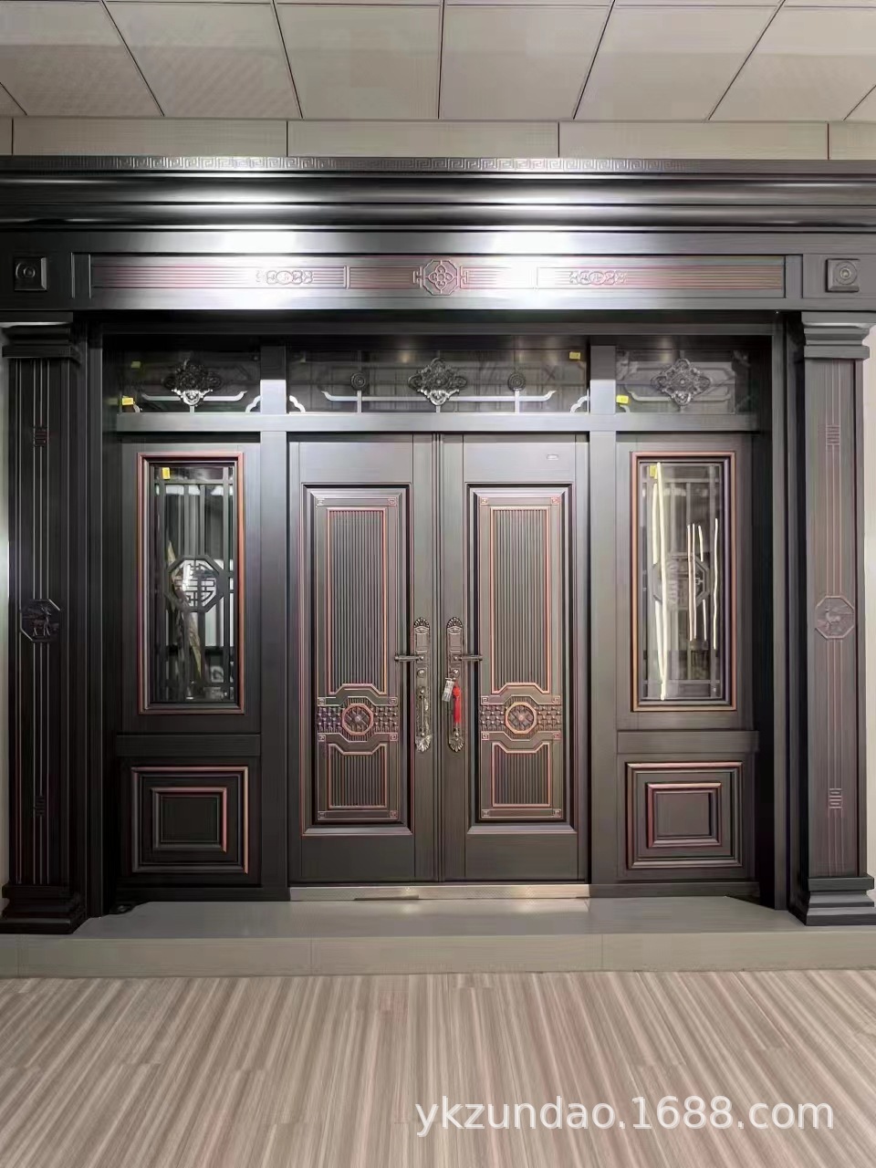 锌合金四开别墅玻璃大门