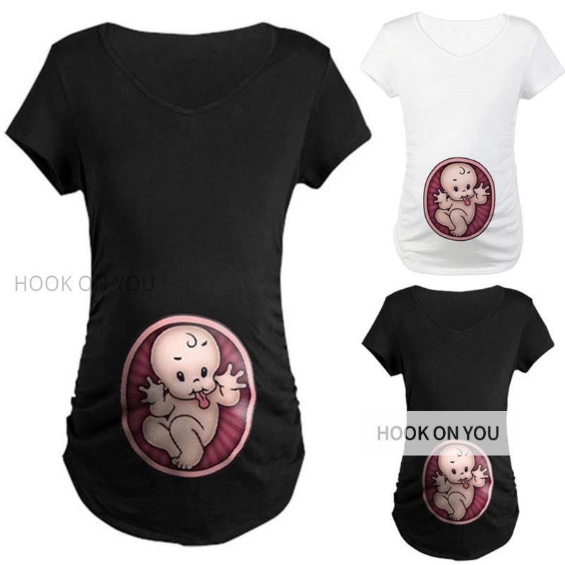 Foreign Trade European and American Maternity Dress Little Boy Printing Foreign Trade New Loose Casual Short-sleeved T-shirt Female 2