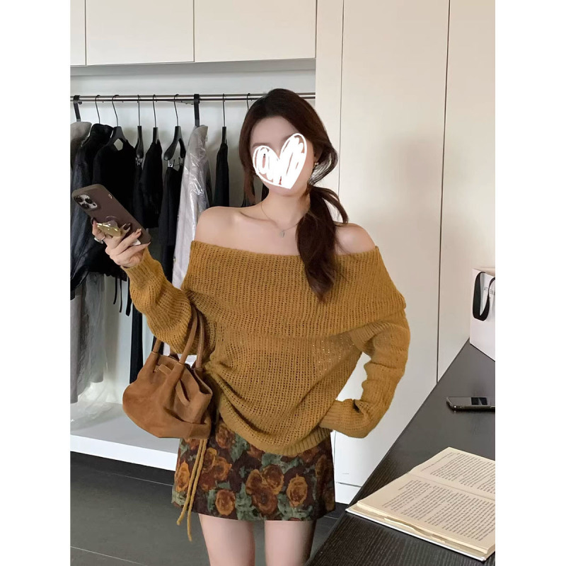 高级感气质套装女2025秋季新款翻领抽褶针织衫印花半身裙两件套潮|undefined