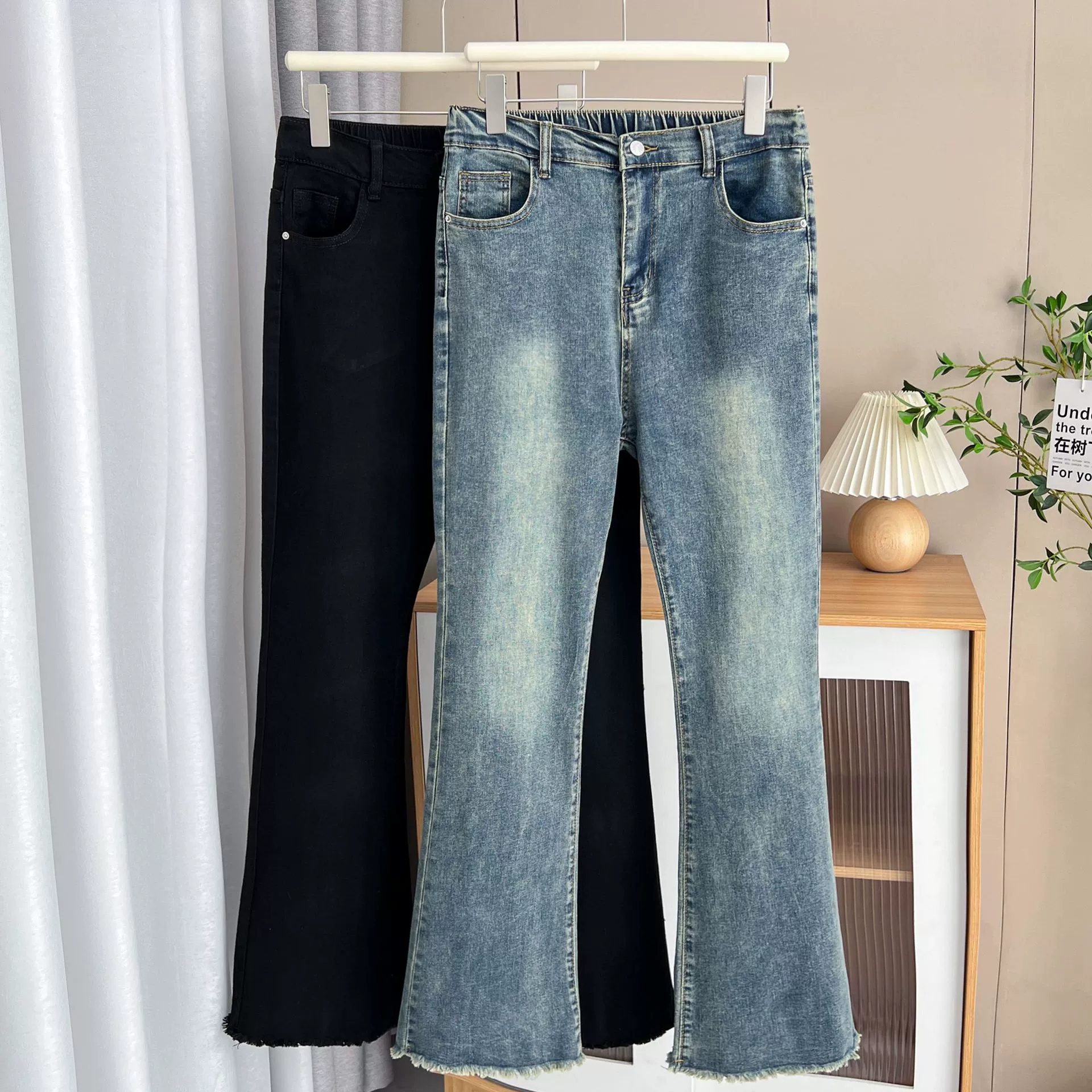 Женские весенние джинсы больших размеров 100kg для полных женщин, утягивающие брюки с необработанным краем, очень большой размер 9288.