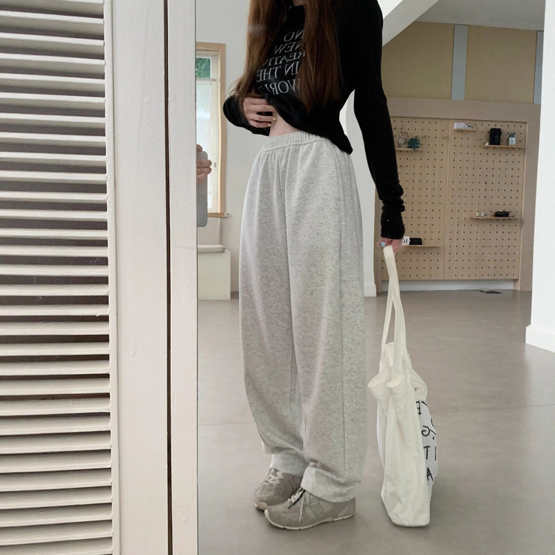 2026 Spring and Autumn Cotton Sweatpants for Women, American Street Style, Loose Straight Casual Pants, Hip Hop Lazy Style Sports Pants