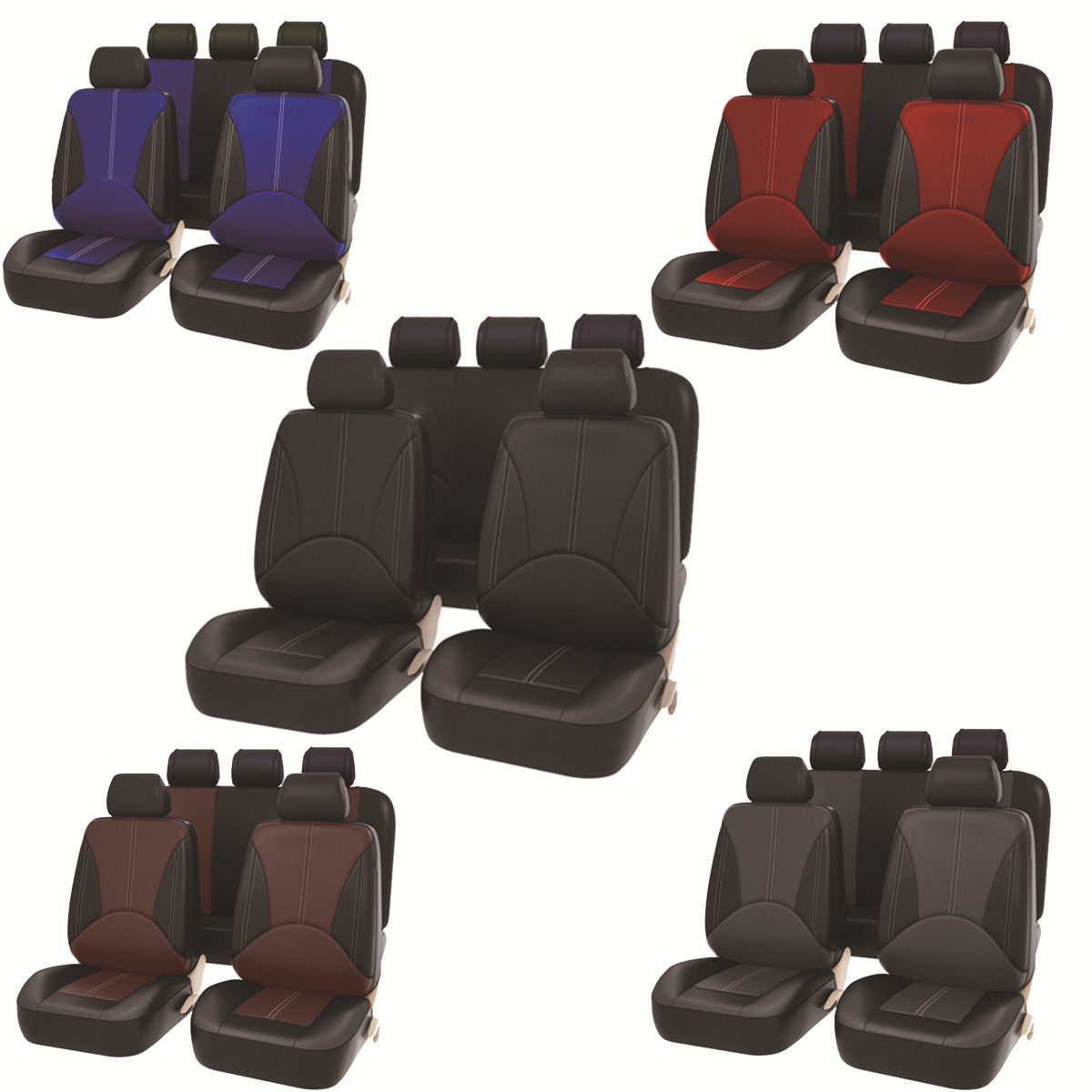 Personalidad europea y americana empalme de alta calidad PU cuero ligero de lujo cubierta de asiento universal resistente al desgaste suave y cómodo cojín de asiento de automóvil transpirable