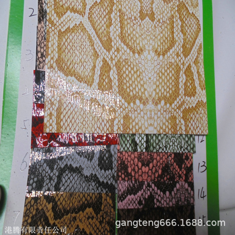 亮面印花贴膜 蛇纹耐磨 镜面箱包手袋帽子面料 皮革块状 网线蛇形