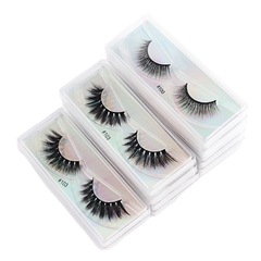 Cross-border foreign trade false eyelashes 1 pair independent packaging European and American 3D natural bare makeup eyelashes laser card factory wholesale