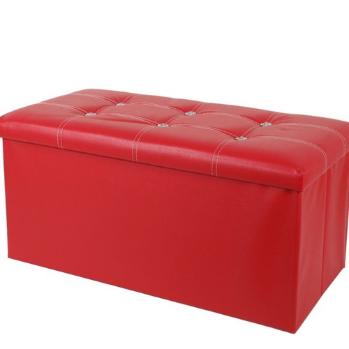 PU Leather Folding Storage Stool, Multi-Functional Leather Storage Bench, Square Toy Storage Seat, Household Use—Also Serves as a Footrest for Changing Shoes