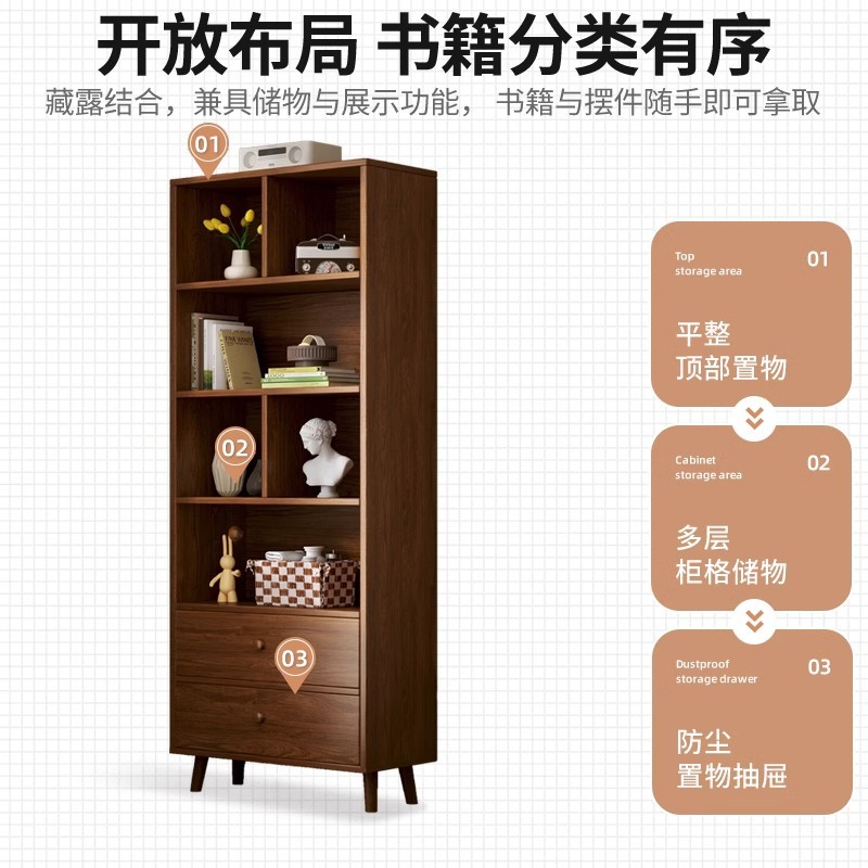 Nórdico estante de madera maciza piso multi-capa gabinete de almacenamiento sub-Almacenamiento estante vitrina hogar sala de estar esquina estantería