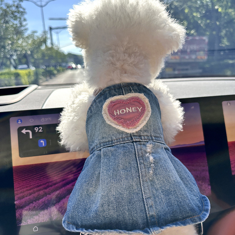 スポットクロスボーダー人気ペット子犬猫服ソース工場直販春夏新作ホットガールデニムスカート|undefined