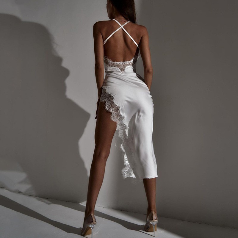 European and American women's 2024 new summer fashion sexy backless slim lace suspenders dress women's foreign trade wholesale