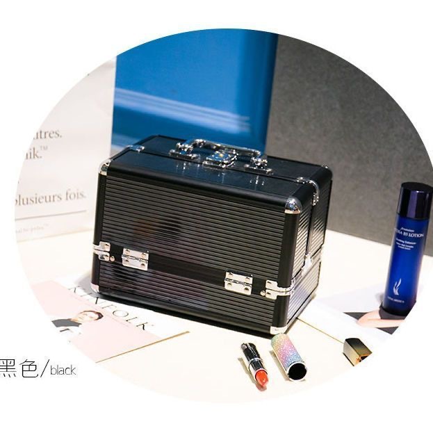 Caja cosmética portátil de aleación de aluminio de doble apertura, caja de herramientas especial para pedicura, caja de uñas de tatuaje, caja de aluminio multicapa de maquillaje