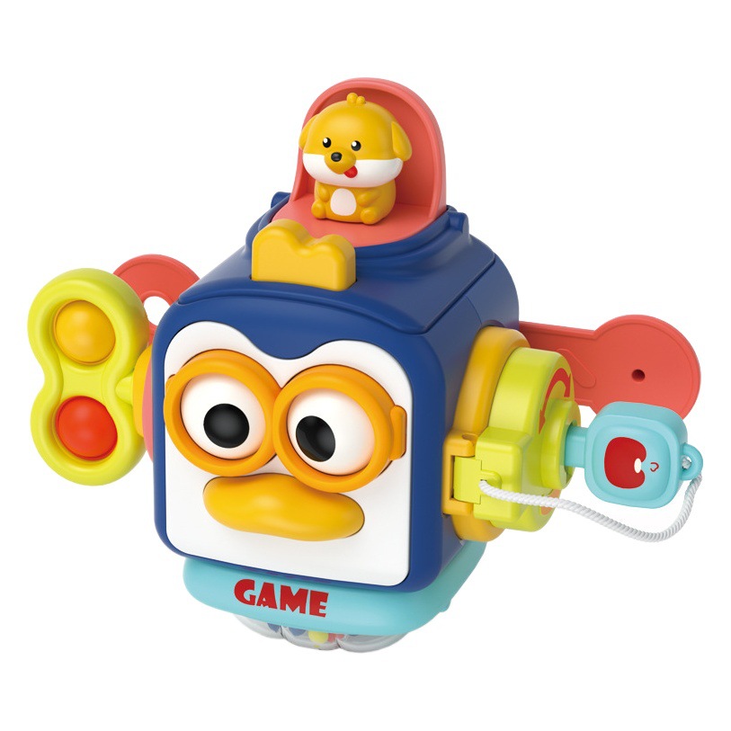 Cross-Border Baby Penguin Busy Ball Montessori Hexahedral Early Education Educational Toy 1-2 Years Old Baby Hengguan By207