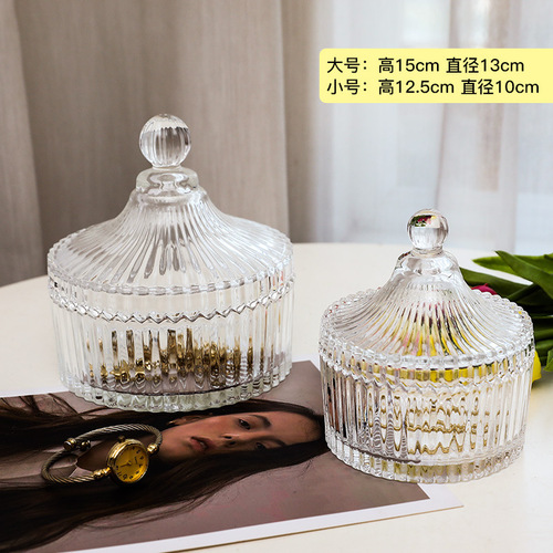 Retro glass candy jar transparent jewelry storage jar glass yurt candle holder Instagram photo prop storage jar