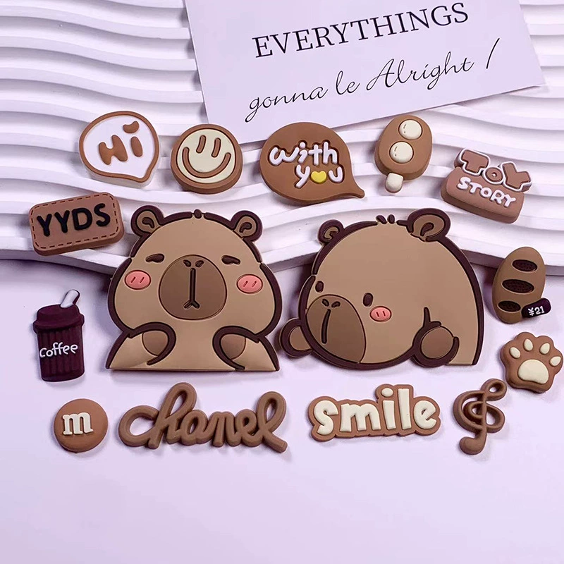 Декоративные аксессуары из ПВХ-резины «Капибара» для чехлов для телефонов, мультяшных тапочек с отверстиями, наклеек на кружки