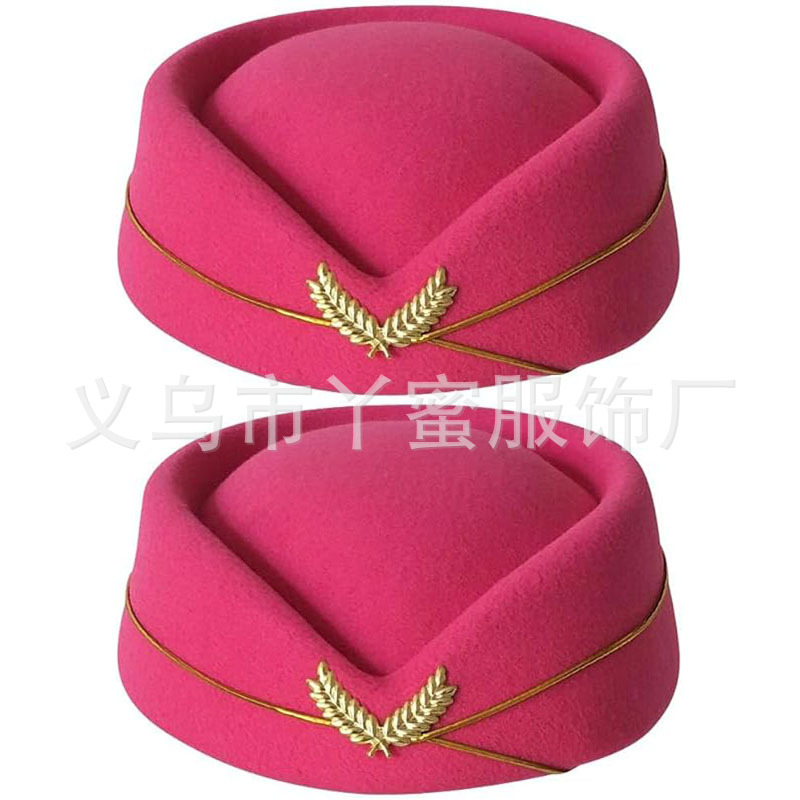 Sombrero de asistente de vuelo rosa de 2 piezas