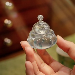 Natural High Ice Kind Floating Flower Jade Buddha Pendant Women's Burma A Glass Kind Ice Pendant genuine goods