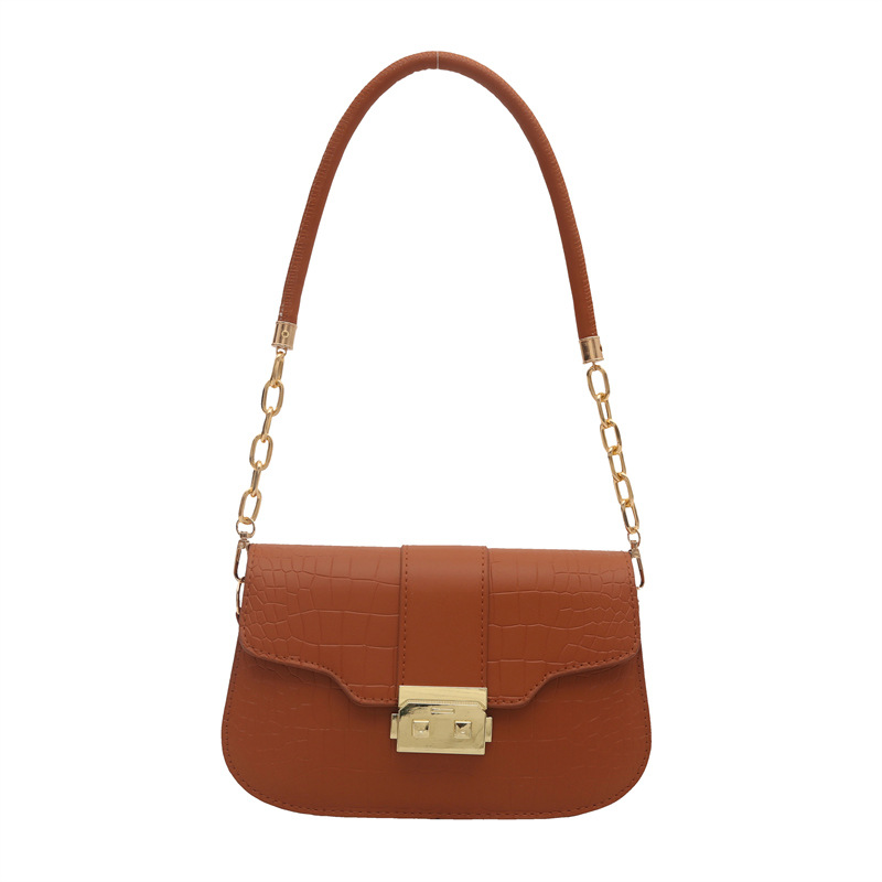 Bolso de axila retro con textura occidental 2024 nuevo bolso de hombro de nicho de moda popular de este año bolso cuadrado pequeño con patrón de cocodrilo