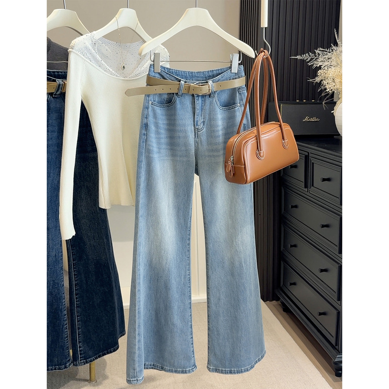 European Retro High-Waisted Non-Tight Flared Jeans for Women, Spring 2026 New Style, Washed, Soft, Slimming Straight-Leg Flared Pants European Retro High-Waisted Non-Tight Flared Jeans for Women, Spring 2026 New Style, Washed, Soft, Slimming Straight-Leg Flared Pants