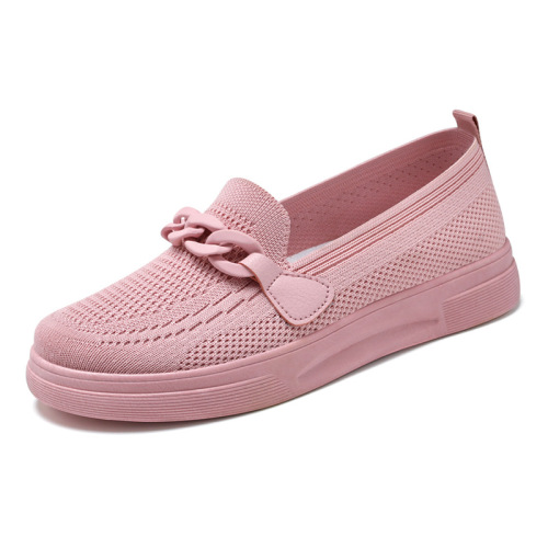 Factory direct sales of autumn new mother's shoes, comfortable and breathable flying woven shoes, one-step women's single shoes, foreign trade women's shoes, soft soles