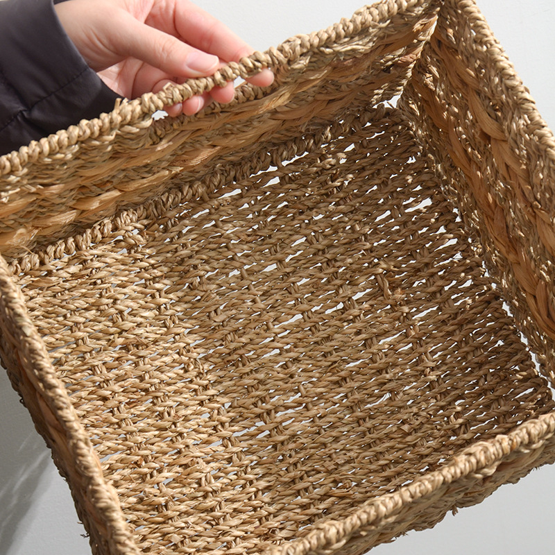 Cesta de almacenamiento de paja de calabaza personalizada canasta de almacenamiento de tela plegable canasta de almacenamiento de cajón de gabinete de cuadrícula de acabado doméstico