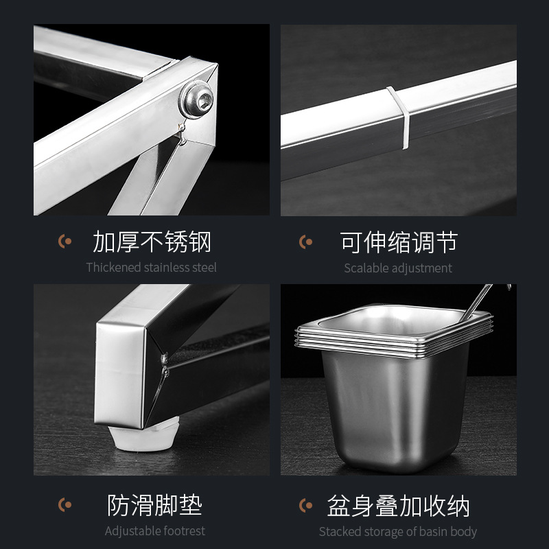 1/6 acero inoxidable que sirve olla estante traje leche té material mermelada telescópica rack sirviendo caja compartimiento comercial condimento caja