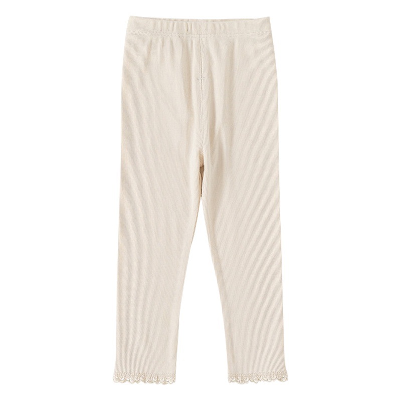 Babycity primavera y otoño nuevas niñas color sólido encaje leggings desgaste exterior de los niños pantalones delgados 24032