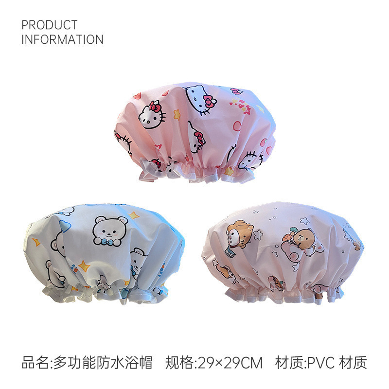 浴帽防水洗澡帽家用沐浴新款防湿头发套厨房防油烟加厚双层|undefined