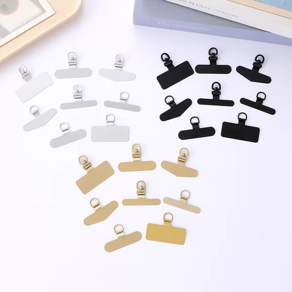 New mobile phone gasket metal stainless steel card 360 degree rotatable clip anti-lost mobile phone lanyard gasket