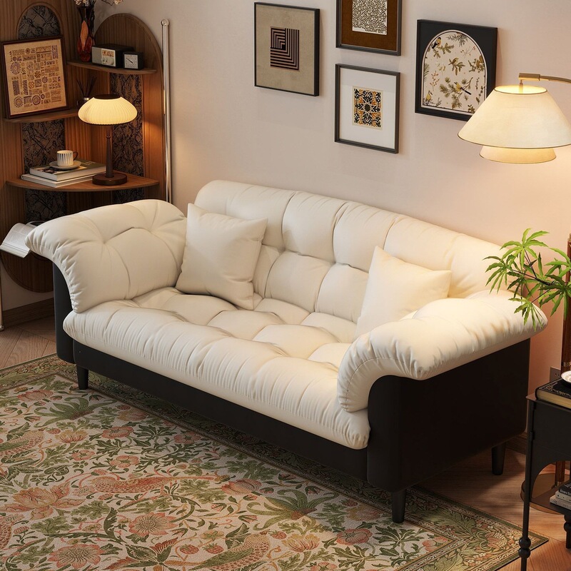 Living room sofa 2026 new model, small apartment sofa, rental house camellia sofa, cream style, two-seater, simple fabric Living room sofa 2026 new model, small apartment sofa, rental house camellia sofa, cream style, two-seater, simple fabric