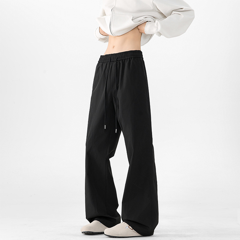 Pants men's spring and summer 2025 new micro-la loose straight wide leg black machete casual pants men's American style