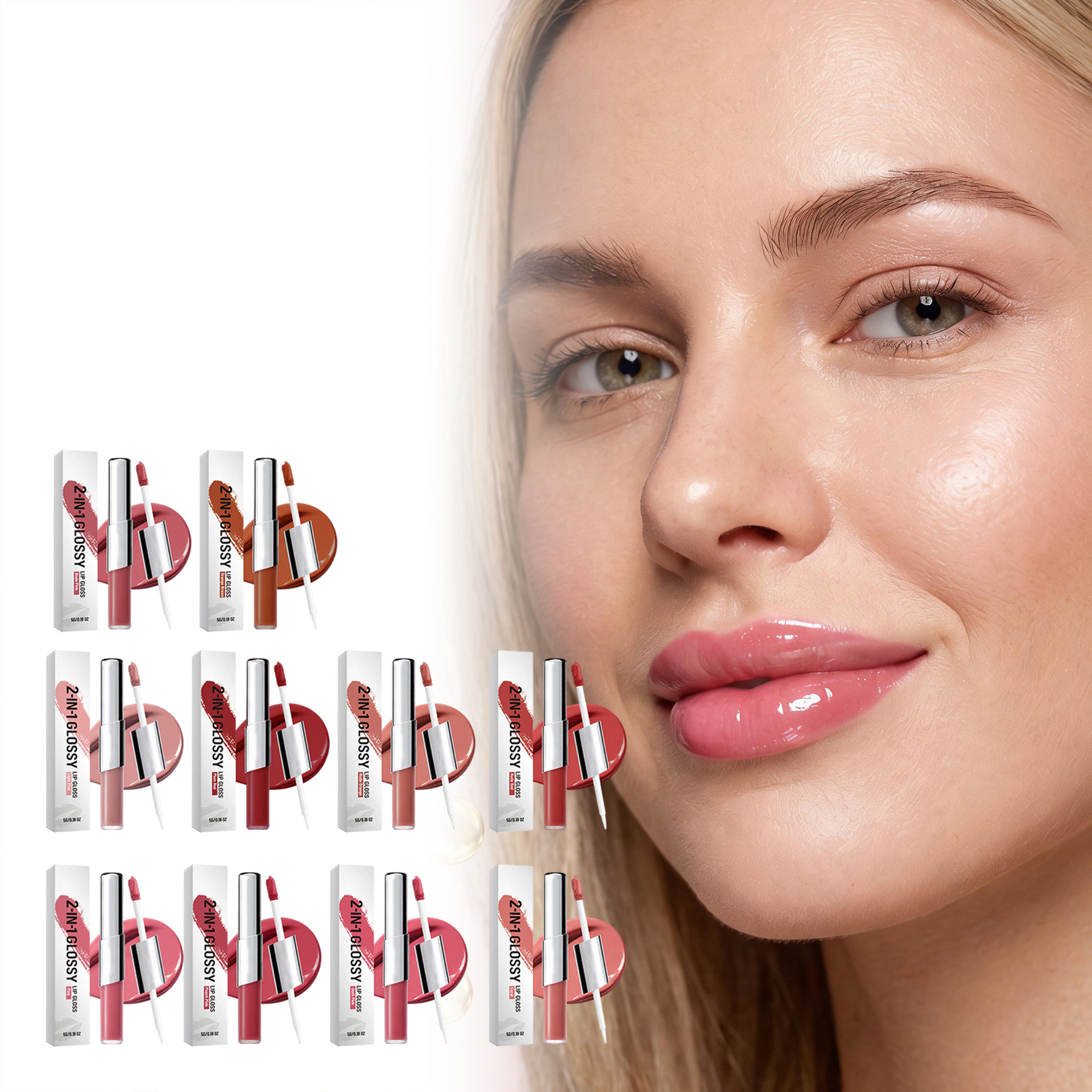 Two-In-One Long-Lasting, Glossy Lip Gloss That Provides Smooth, Vibrant Color, Moisturizes, and Leaves a Non-Sticky Finish. Lightweight and Easy to Apply, This Versatile Lip Gloss for Everyday Use
