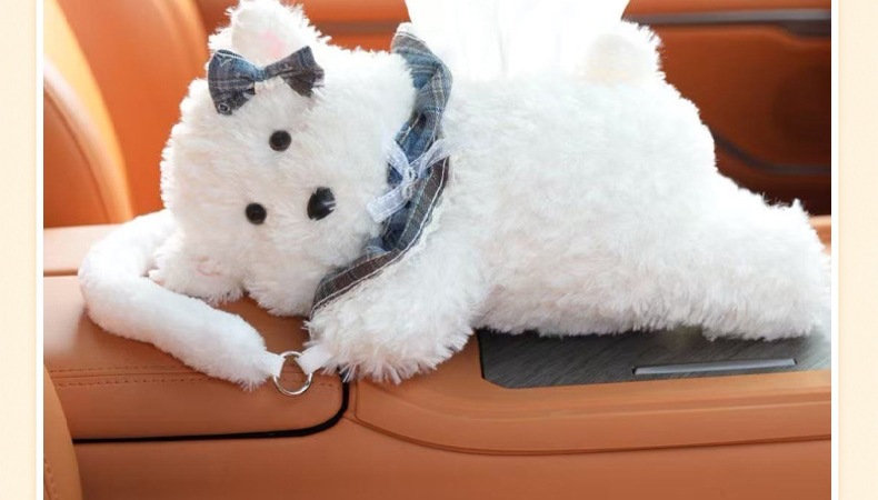 Creative and cute plush car tissue bag, hanging tissue box for car, plush hanging tissue bag