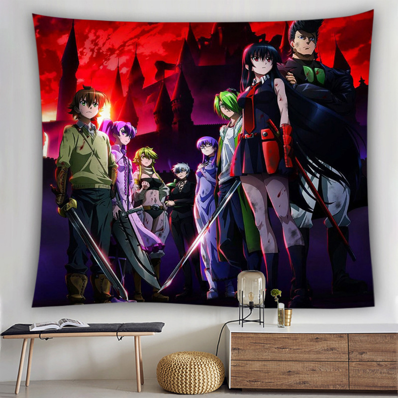 跨境外贸定制新款卡通动漫火影鬼灭之刃出租屋卧室床头背景挂毯