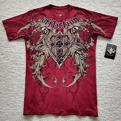 Foreign trade gothic dark style T-shirt street Harajuku tide top short sleeve affliction tshirt Foreign trade gothic dark style T-shirt street Harajuku tide top short sleeve affliction tshirt