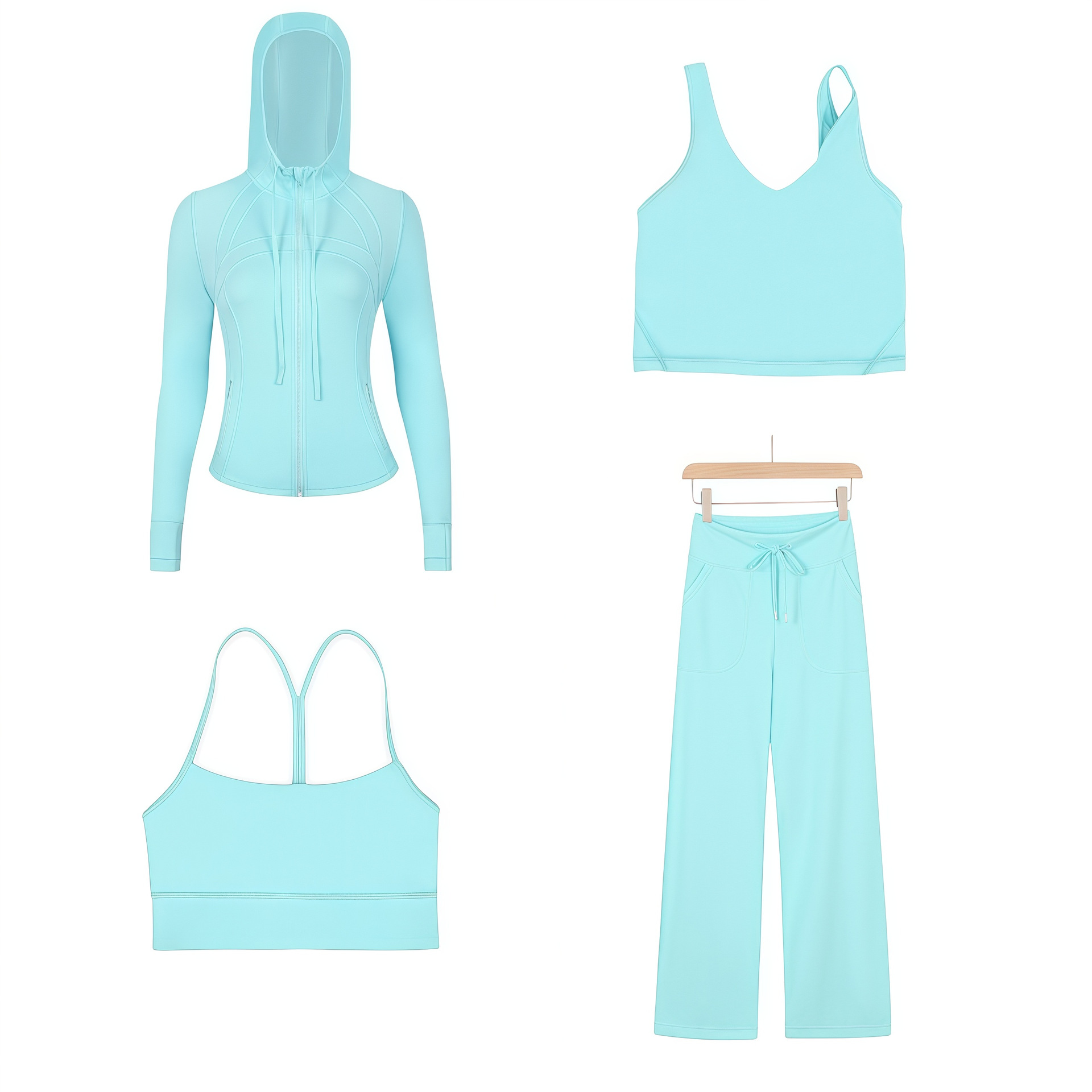 Dames sportset 4-delig slim fit met capuchon jack en broek_voghion.com