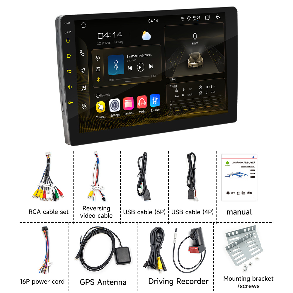 9 pulgadas HD pantalla grande cuatro núcleos Android coche navegación inalámbrica carplay coche bluetooth coche control central todo en uno