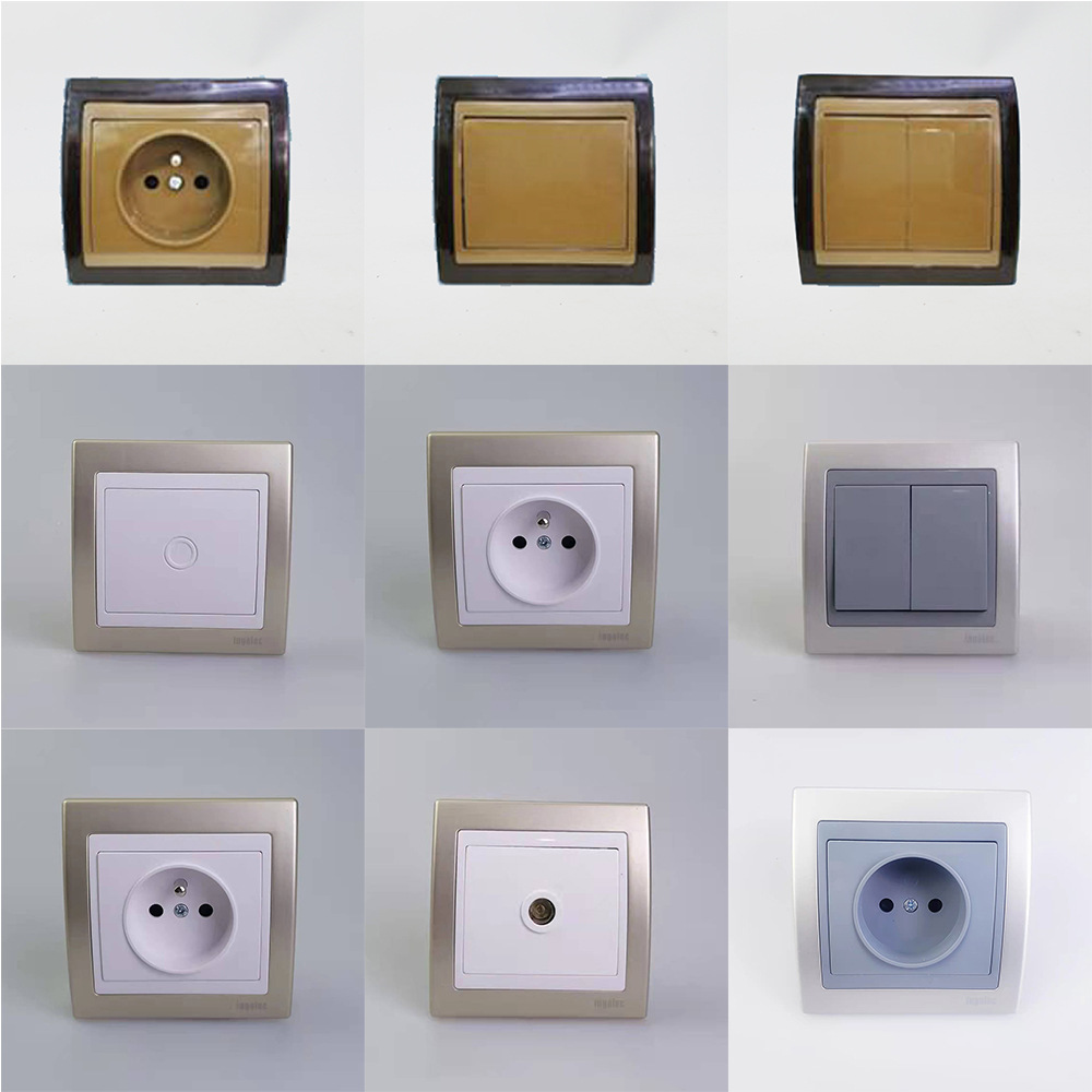 ingelec欧标法标厂家批发面板插座插座墙壁开关家用办公插座开关