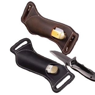Cross-Border In-Stock Waist-Mounted Folding Knife Sheath Edc Folding Knife Sheath 5inch Knife Shell Small Knife Leather Sheath Butterfly Knife Waist Bag