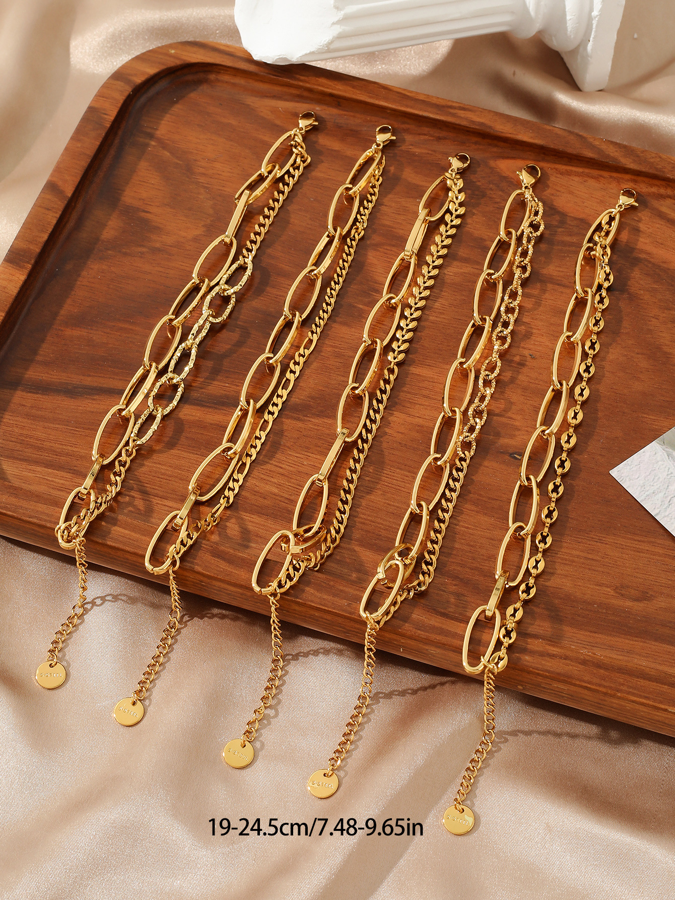 28g Weight Jewelry Set Classification Wholesale Jewelry Simple Style Classic Style Geometric Titanium Steel Paperclip Chain Ball Chain Cable Chain Jewelry Set