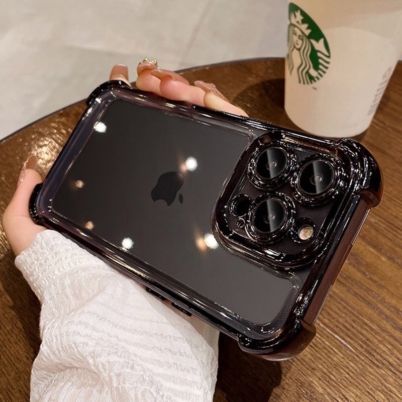 iPhone16 四隅エアバッグ落下防止携帯電話ケース Apple 15PROMAX 透明レンズフィルム 16E シース X に適しています。|undefined