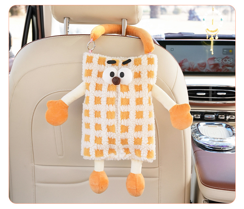 Cute Little Monster Car Tissue Box, Multifunctional Hanging Tissue Box for Cars, Creative Cartoon Car Tissue Hanging Bag