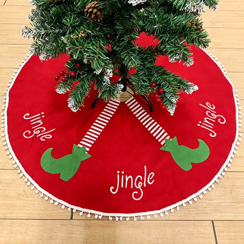 圣诞树裙39寸红色精灵圣诞节装饰家居派对用品圣诞树底座围裙跨境