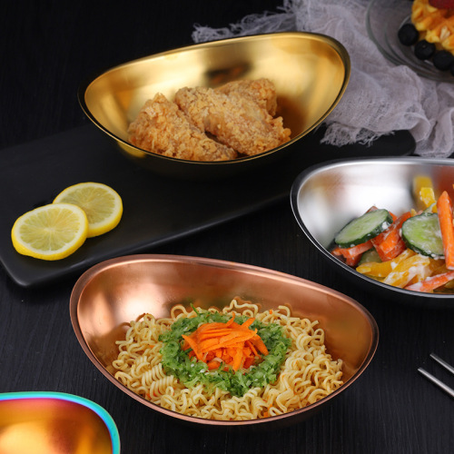 Korean Yuanbao Bowl Snack Fruit Salad Cold Dish French Fries Bowl Japanese Cuisine Tableware Solid Color Golden Dessert Bowl