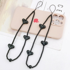 New Yilin Rose Style Pink and White English Rose Beads, Nature Inspired Black Heart Beaded Short Wrist Chain Pendant