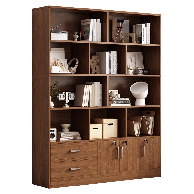 Gabinete de exhibición combinado multifuncional para el hogar, estante de libros contra la pared, armario de almacenamiento multicapa con bloqueo para el dormitorio