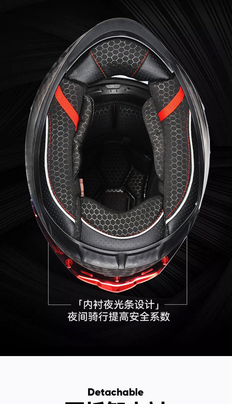 Carbon Fiber Motorcycle Helmet for Men and Women, Suitable for All Seasons, Full-Face Motorcycle Helmet with 3C Certification, Scooter Cruise Helmet