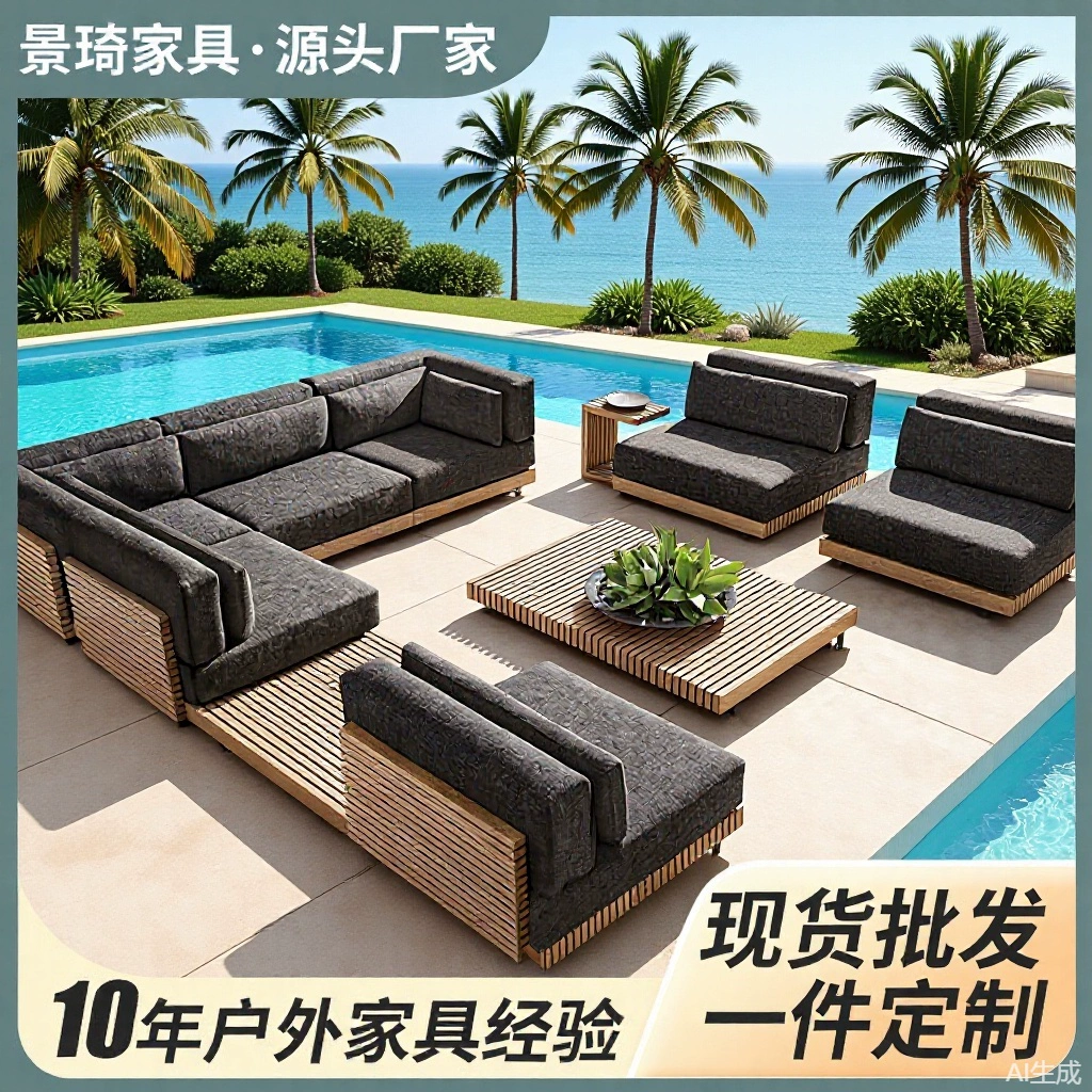 Уличный комплект мебели из тикового дерева для двора, балкона, террасы виллы, мебель для отдыха из массива дерева
