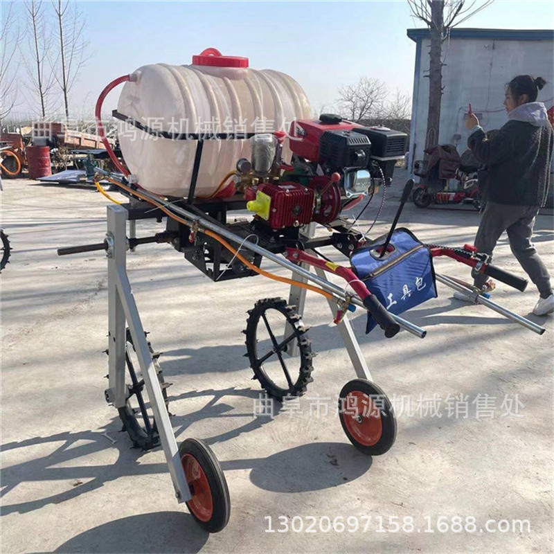 鸿源汽油高架打药机 自走式喷药机 手推玉米棉花药材打药机