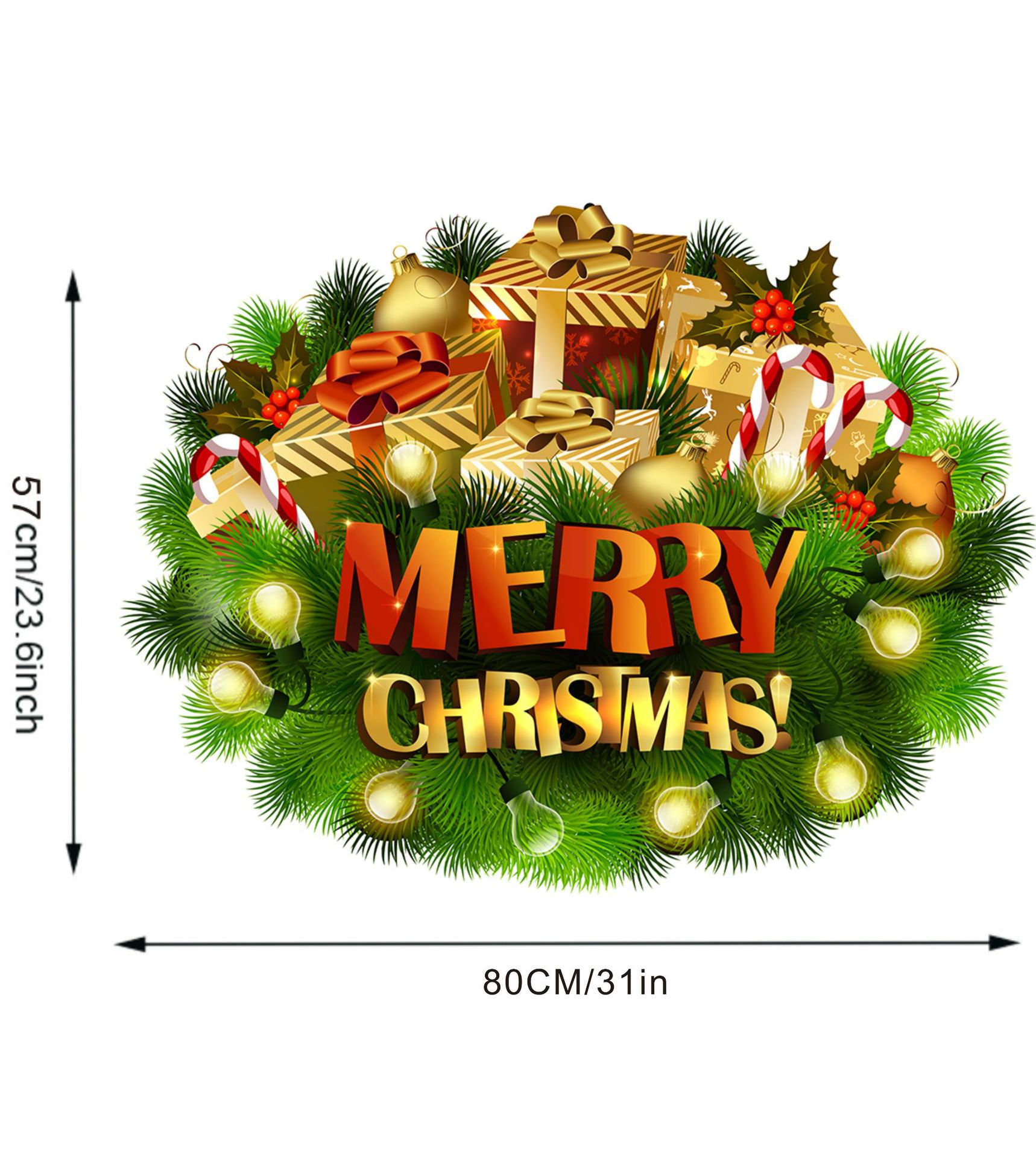 Fashion 30*80cm In Bag Packaging Christmas Glass Wall Sticker