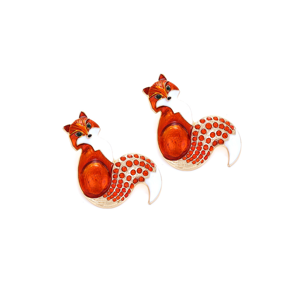 Fox Pattern Women's Gender 1 Pair Cartoon Style Fox Enamel Zinc Alloy Ear Studs