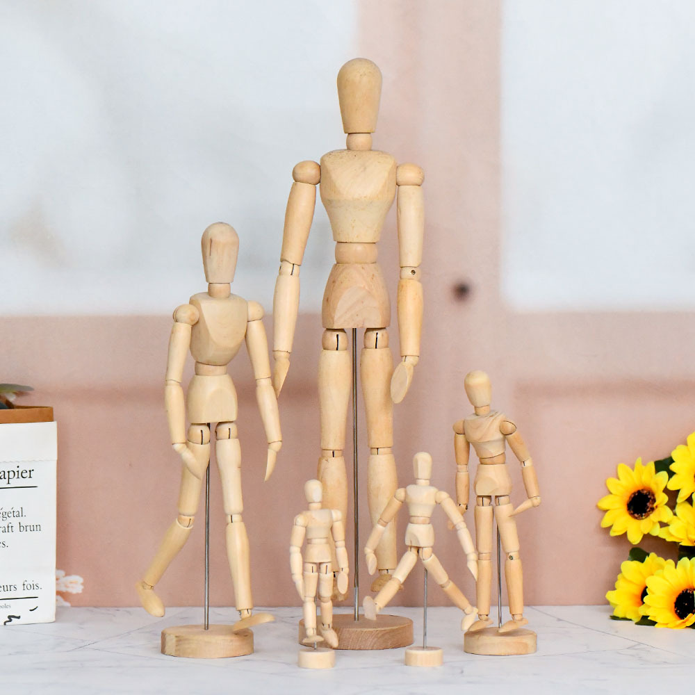 Muñecas de madera de dibujo de imitación de cuerpo humano modelo de arte 12 pulgadas muñecas de madera móviles adornos de madera